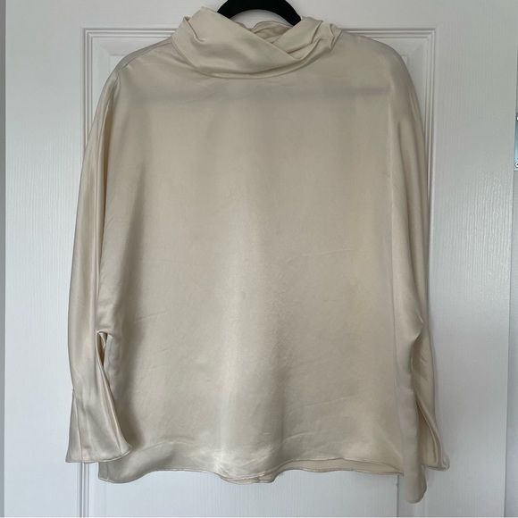 Zara | Satin Blouse w/ Cowel Neck - Size L - Picture 2 of 6